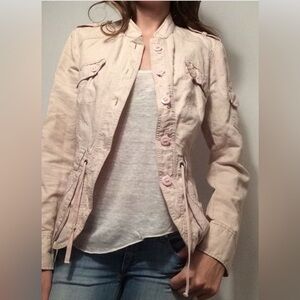 Linen jacket with pants set by H&M divided pale pink